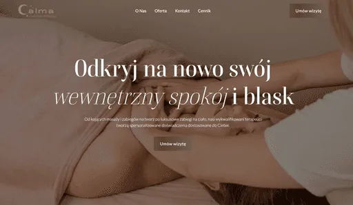 Screenshot of the Calma Masaże project